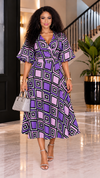 Timeless Charm Wrap Midi Dress(checkered)