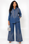 2 piece Crystal Pathway Denim pant Set