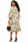 Blooming Grace Floral Midi Dress(Mustard)