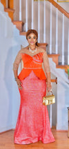 Empress Glow Peplum Mermaid Dress(orange)