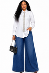 Crystal Elegance White Rhinestone Shirt