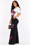 Butterfly Bliss Denim Palazzo Set(Black)