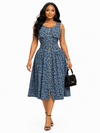 Midnight Leopard Denim Sleeveless Dress