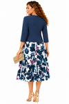 Midnight Bloom Jacket Dress Set(Navy/cream)