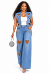 Heart Glam Stretch Denim Set(Medium blue)