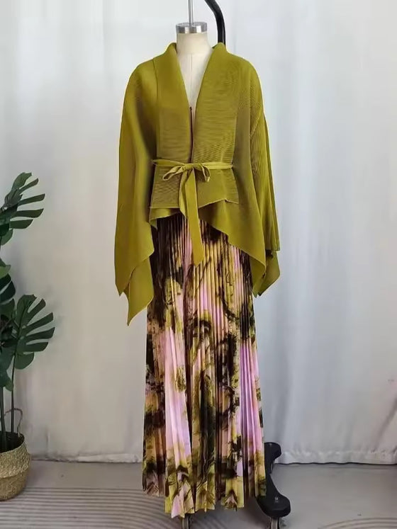 multiple colors MIYAKI skirt set