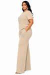 Luxe Rhinestone Pant Set(Beige)