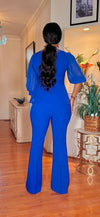 FRONT ZIPPER PALAZZO PANT SET(BLUE)