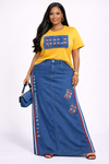 RJ Luxe Denim Skirt Set(Yellow)