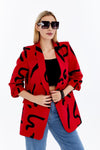 Red abstract blazer