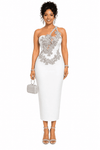 Scarlet Luxe Crystal Bloom Bandage Dress(white)