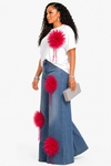 Pink Feather Bloom 2piece Denim Set
