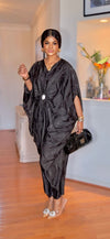 Imperial Luxe Satin Kaftan Dress(Black)
