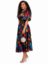 Timeless Charm Wrap Midi Dress(Black Multi)