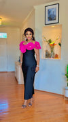 “Petal Elegance” Bandage Dress(pink-Black)