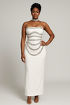 Crystal Glam Strapless Bodycon Dress(White)