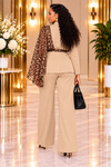 THE WILD ELEGANCE LEOPARD PANT SUIT SET(TAN)