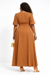 Rosette Grace belted Maxi Dress(Brown)