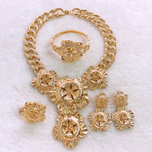  High quality Chunky Bloom Italian Gold jewelry Set