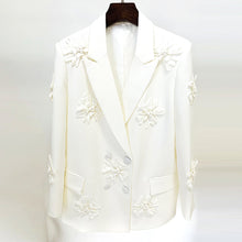  Elegant White 3D Floral Embellished Blazer Jacket(PREORDER ONLY)
