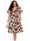 Timeless Charm Wrap Midi Dress(Brown)