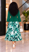 Royal Elegance Jacket & Midi Dress Set(Green)