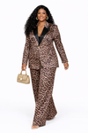 LUXE LEOPARD SATIN TWO-PIECE SUIT SET