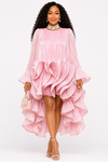 PREORDER - ROYAL CASCADE RUFFLE HIGH-LOW DRESS(pink)
