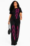 Pink Rhinestone Leaf Denim Set
