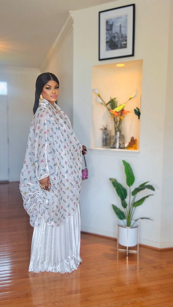 Elegant Draped Blouse & Pleated Pants Set 🌸✨(WHITE)