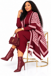 PREORDER 41- WINE -2PIECE PONCHO SWEATER DRESS.