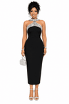 Noir Crystal Collar Bandage Dress(Black)