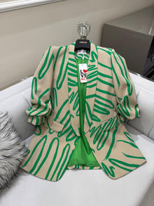  Bold Print Contrast Blazer(Green)