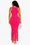 Fringe Elegance Knit Maxi Dress(Pink)