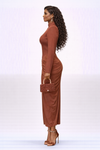Aurelia Sculpt Luxe Bandage Midi Dress(Brown)