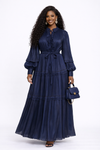 Midnight Ruffle Tiered Maxi Dress(Dark blue)