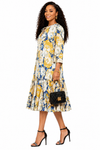 Blooming Grace Floral Midi Dress(Mustard)