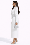 crystal-embellished bodycon dress(White)
