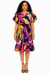 Artistic Flair Ruffle Midi Dress(Multi color)