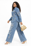 Star Bloom Denim Palazzo Set