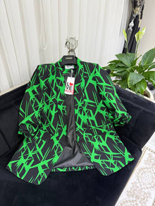  Green Geometric Power Blazer