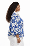 Royal Bloom Embellished Collar Blouse(Blue)