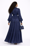 Midnight Ruffle Tiered Maxi Dress(Dark blue)