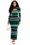 Emerald Luxe Cutout Knit Maxi Dress