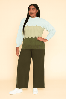  Luxe Chevron Knit 2-Piece Set – Olive Green