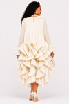 ROYAL CASCADE RUFFLE HIGH-LOW DRESS(Cream)