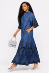 Royal Lace Denim Maxi Dress