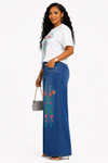 Floral Bow Rhinestone Denim Pant Set