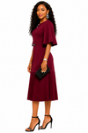 Pleated Elegance Midi Dress(wine)