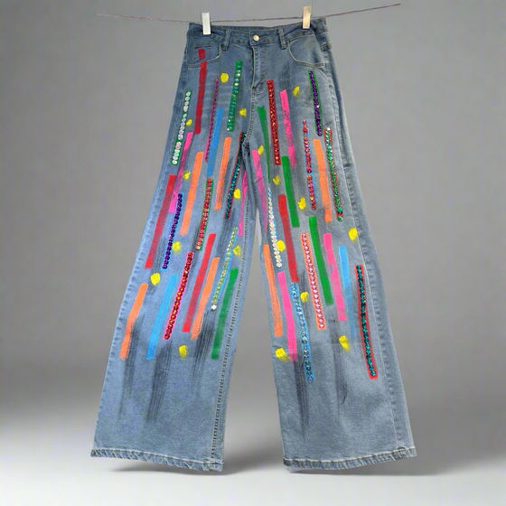 Electric Vibes Sequin Splash Denim(Bottom)